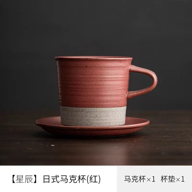 Creative stoneware coffee cup and saucer set