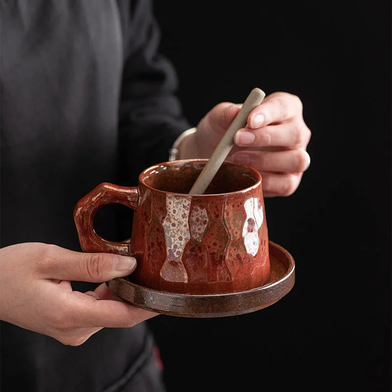 Creative stoneware coffee cup and saucer set