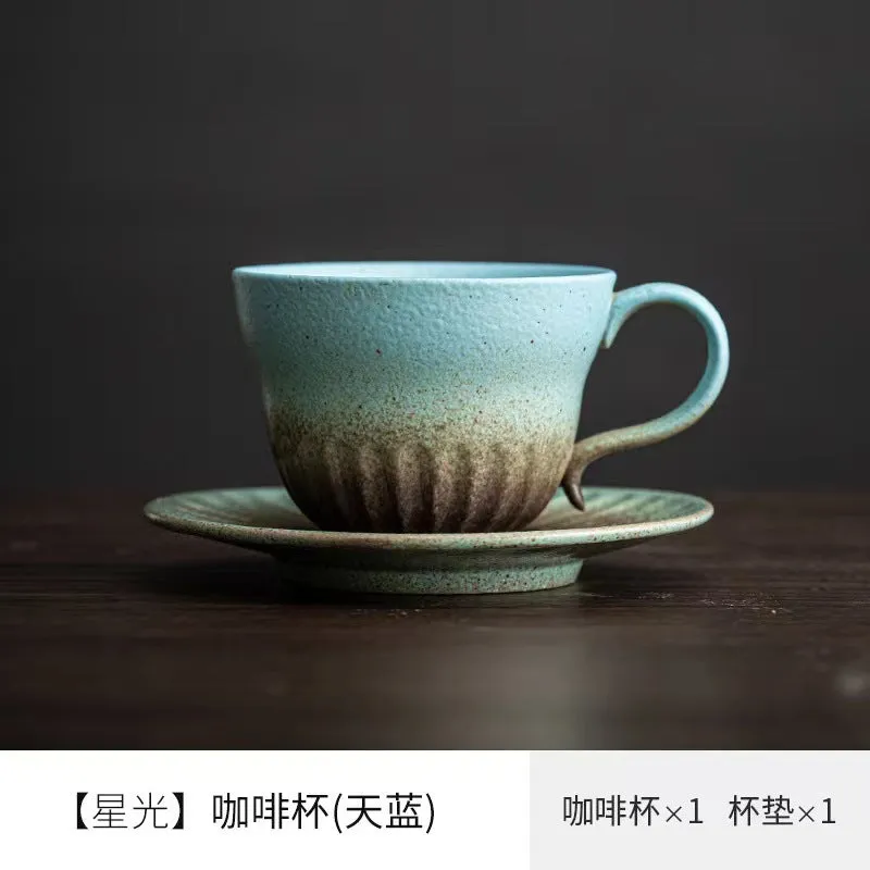 Creative stoneware coffee cup and saucer set