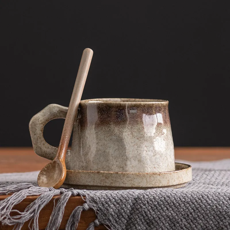 Creative stoneware coffee cup and saucer set