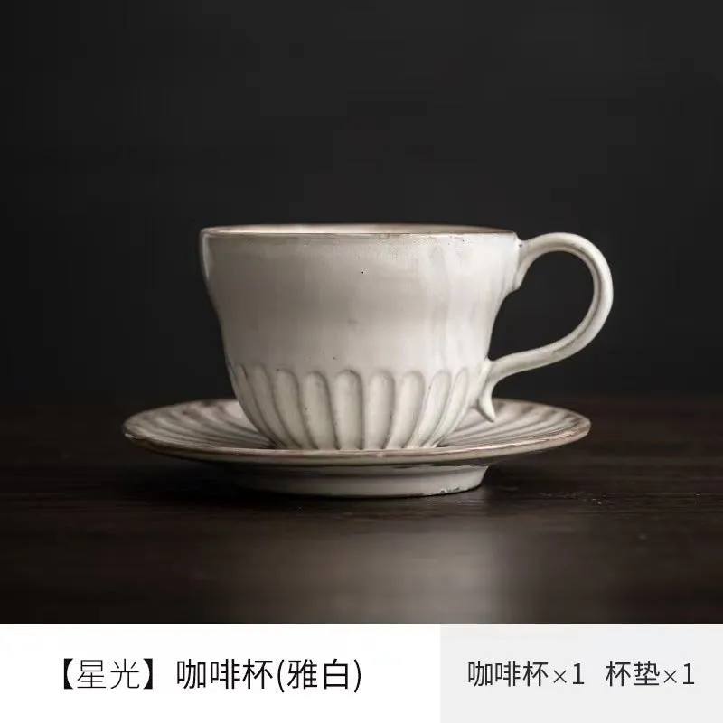 Creative stoneware coffee cup and saucer set