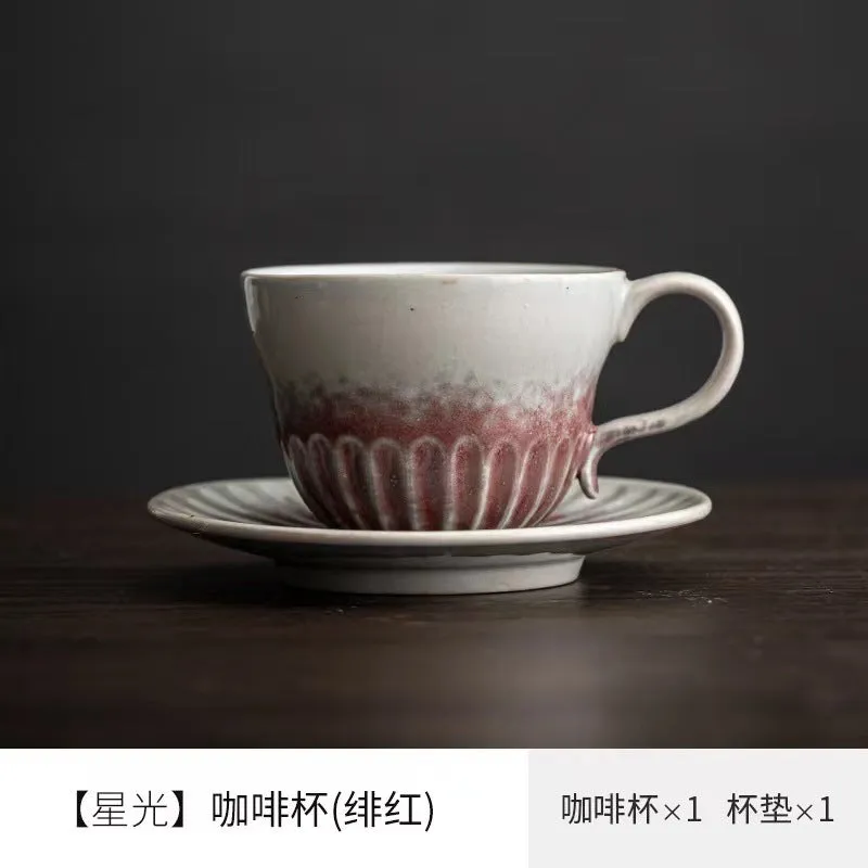 Creative stoneware coffee cup and saucer set