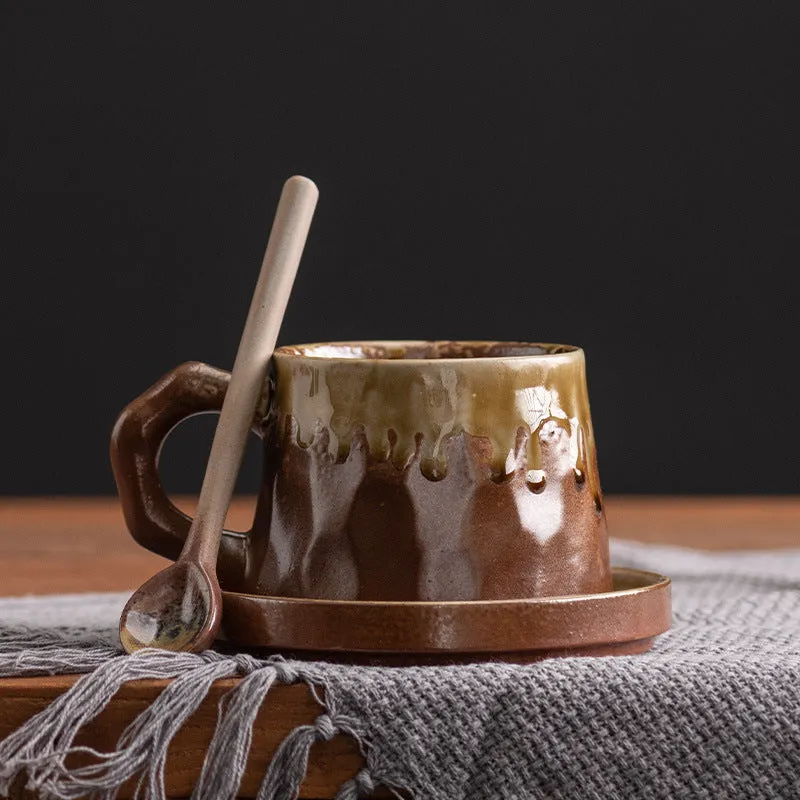 Creative stoneware coffee cup and saucer set