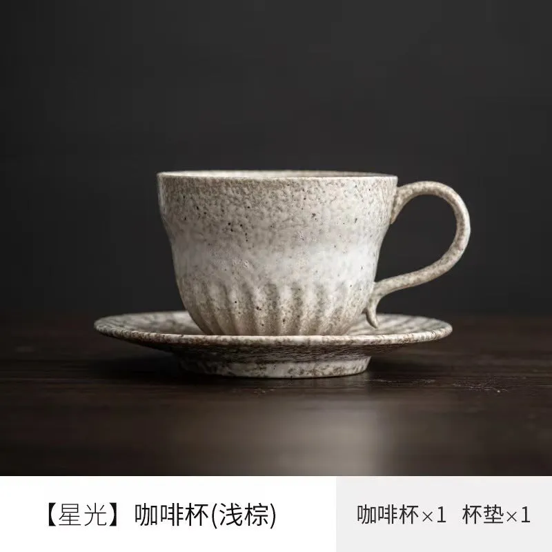 Creative stoneware coffee cup and saucer set