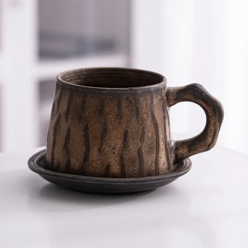 Creative stoneware coffee cup and saucer set