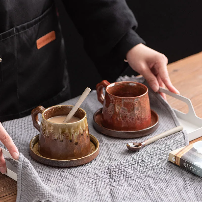 Creative stoneware coffee cup and saucer set