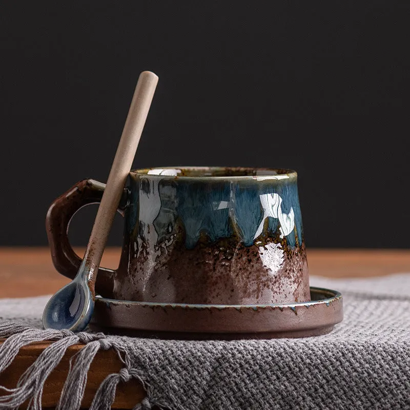 Creative stoneware coffee cup and saucer set