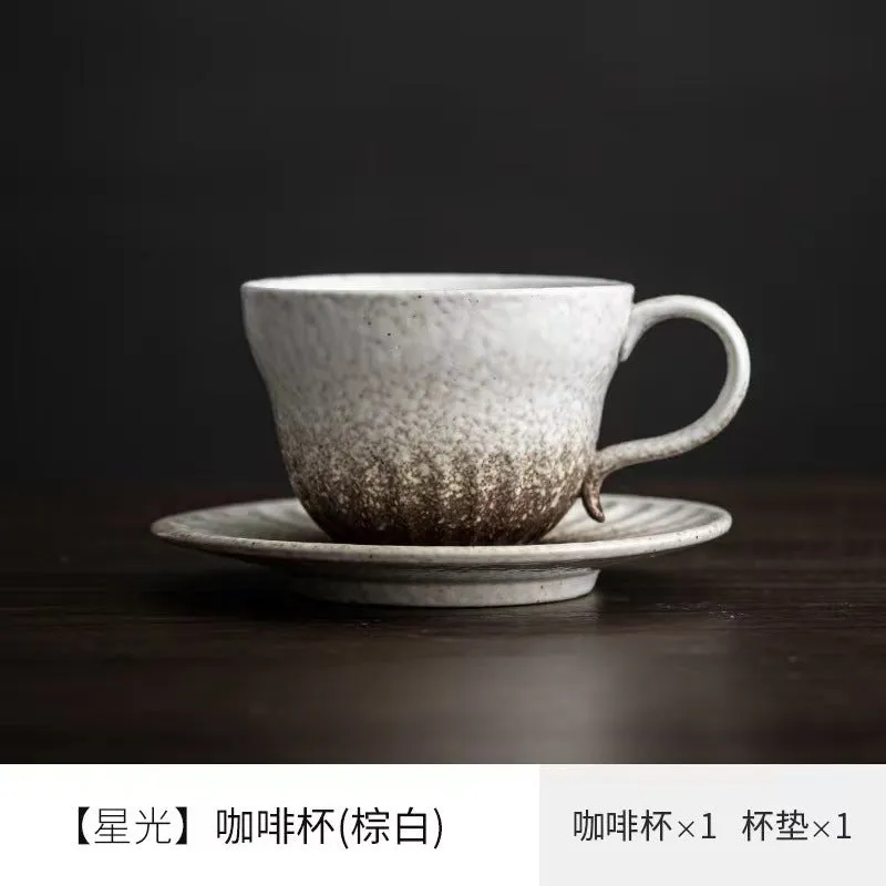 Creative stoneware coffee cup and saucer set