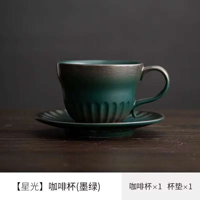 Creative stoneware coffee cup and saucer set