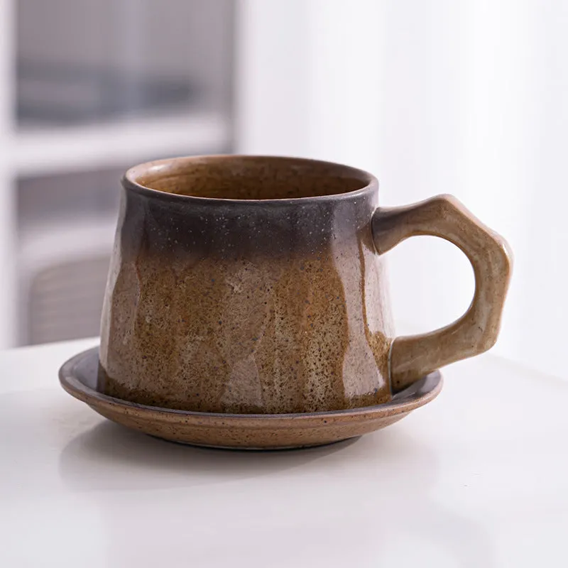 Creative stoneware coffee cup and saucer set