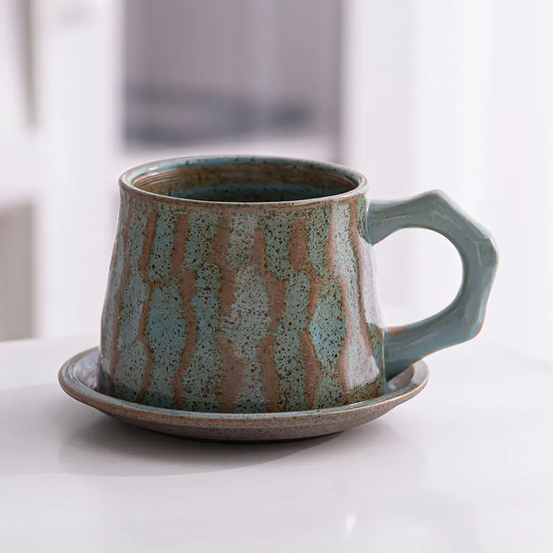 Creative stoneware coffee cup and saucer set