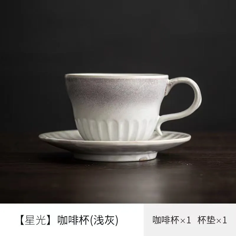 Creative stoneware coffee cup and saucer set