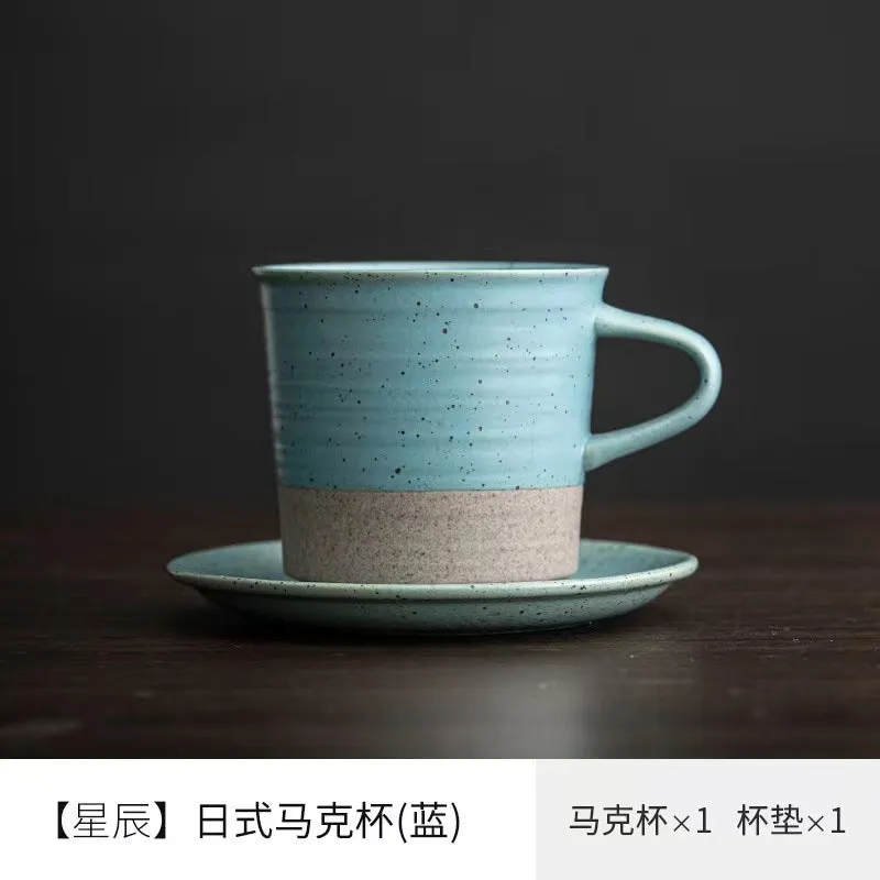 Creative stoneware coffee cup and saucer set