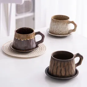 Creative stoneware coffee cup and saucer set