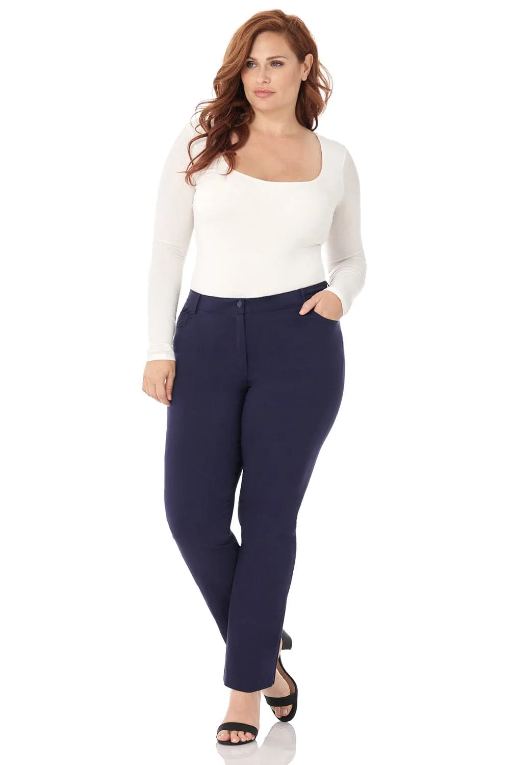 Curvy Tummy Control Pants with 5 Pockets