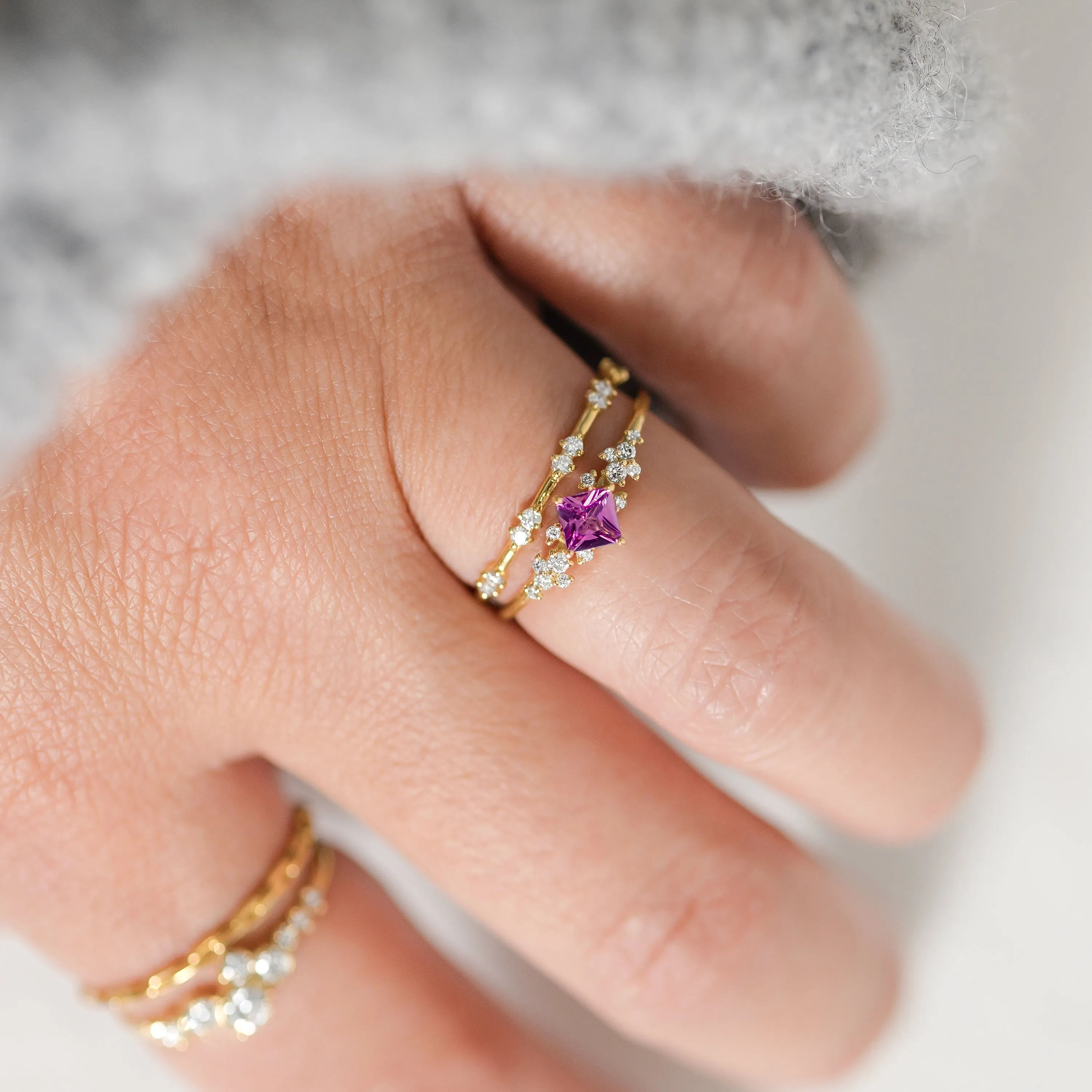 Damask Ring, Bright Pink Sapphire