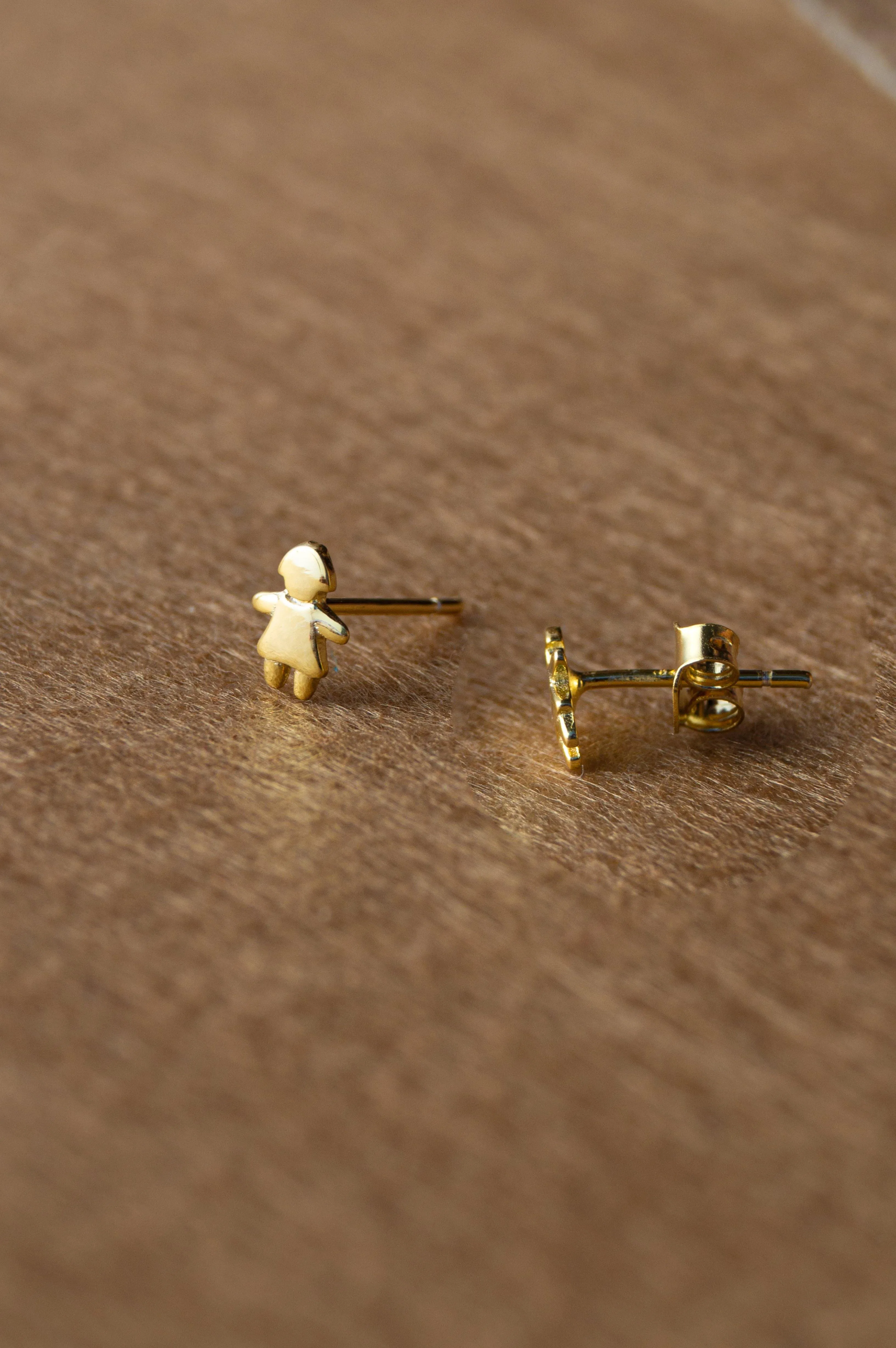 Dancing Doll Gold Plated Mini Sterling Silver Stud Earrings