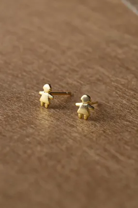 Dancing Doll Gold Plated Mini Sterling Silver Stud Earrings