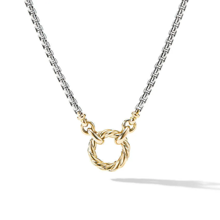 David Yurman Amulet Vehicle Box Chain Necklace with 18K Yellow Gold