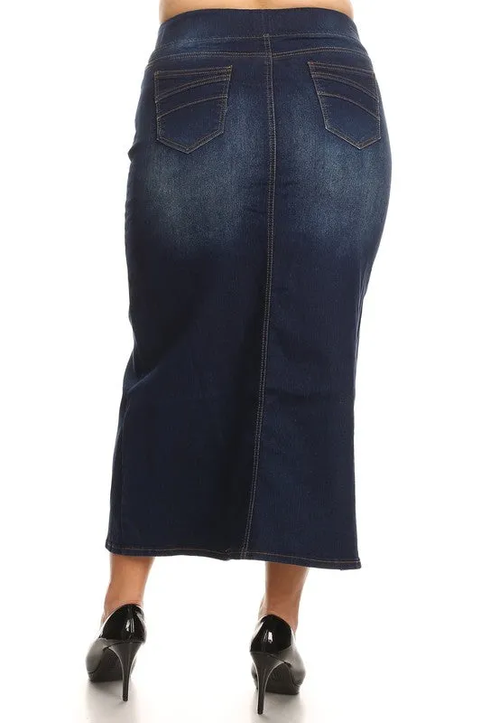 Debbie Long Jean Skirt- Dark Wash