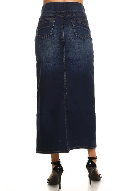 Debbie Long Jean Skirt- Dark Wash