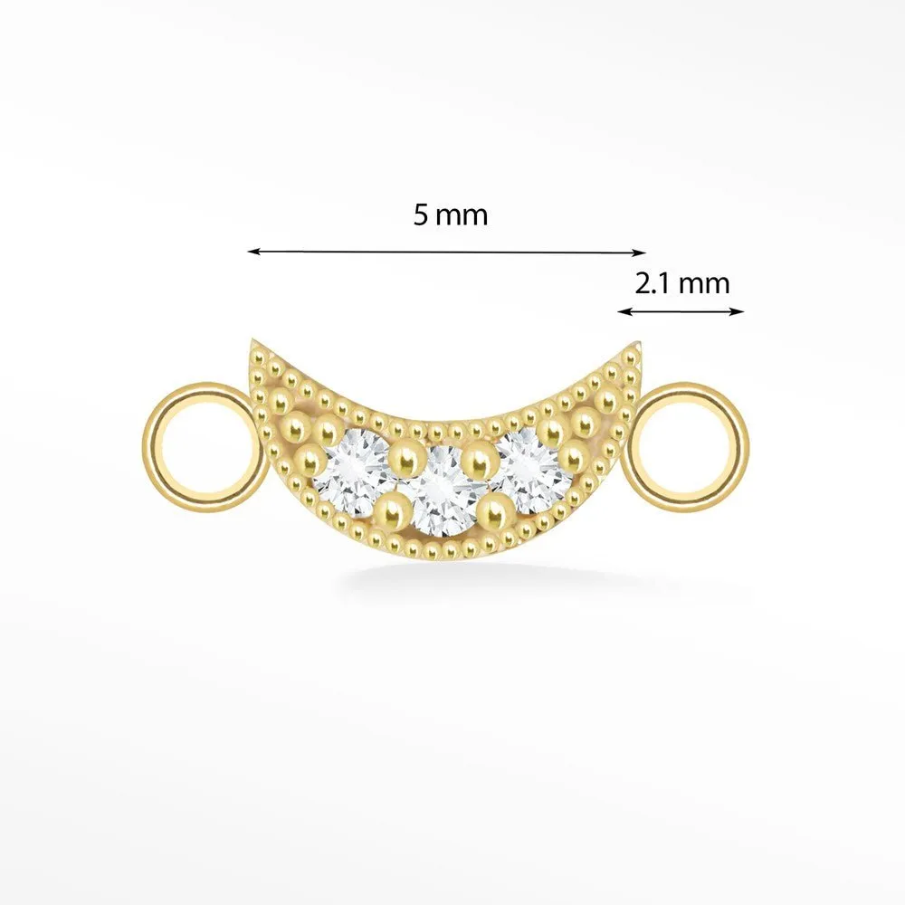 Diamond Connectors Moon 14K Yellow for Permanent Jewelry