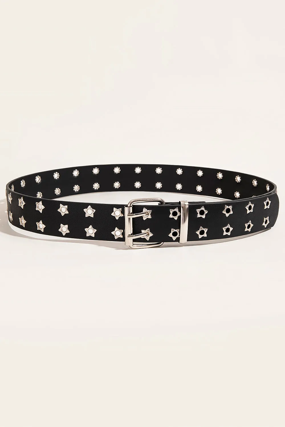 Double Row Star Grommet PU Leather Belt