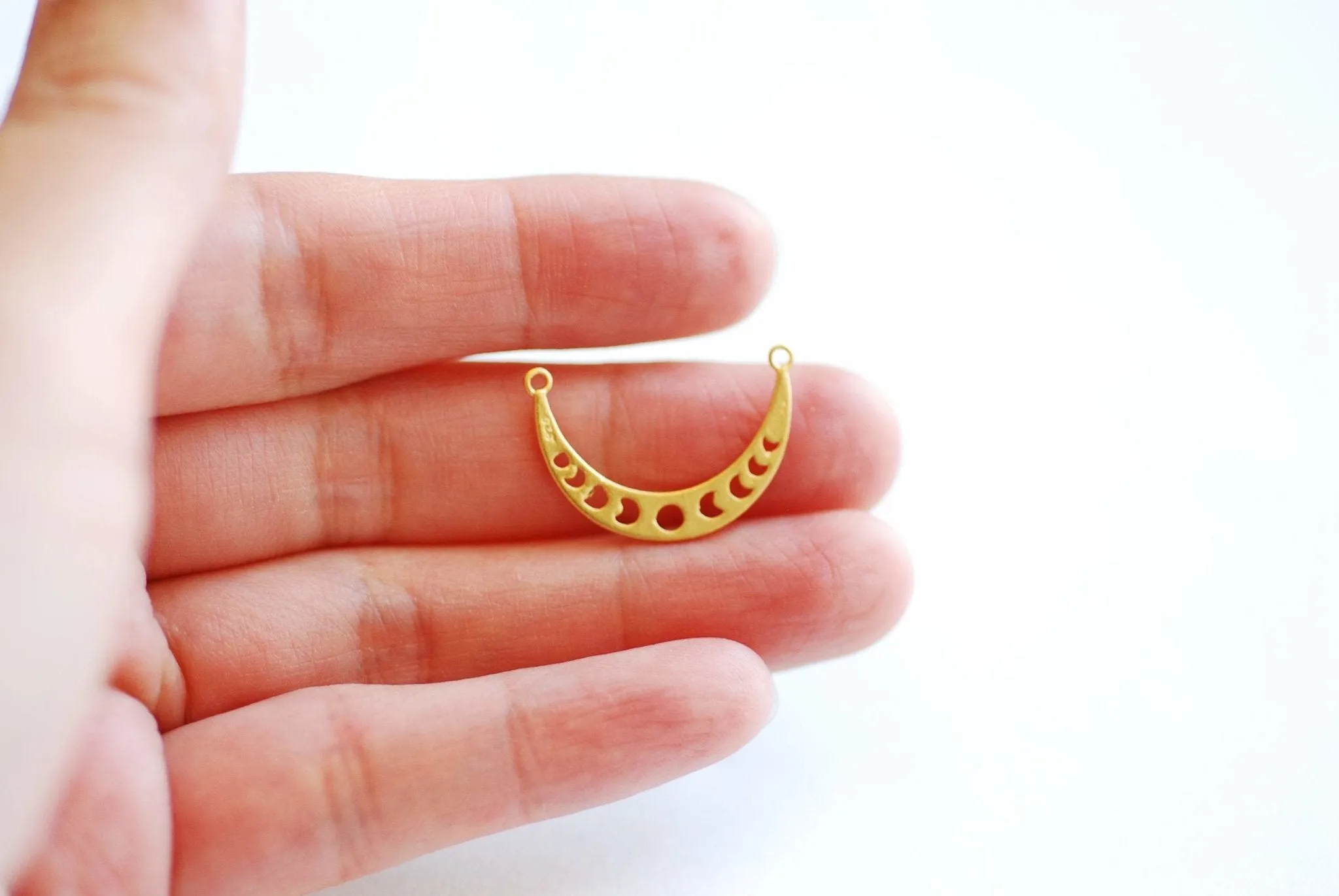 Eclipse Crescent Wholesale Connector Charm - Lunar Eclipse, astronomy, star sun moon, spacer link, necklace pendant, Moon phases, cut out moon, 490