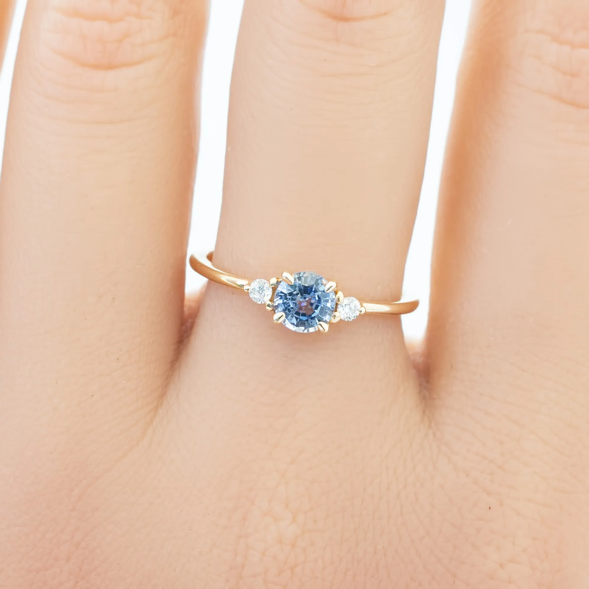 Emilie Ring 5mm 0.50ct Light Blue Ceylon Sapphire 14K Yellow Gold