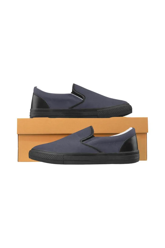 Evening Blue Men's Slip-on Canvas Shoes (Model 019)