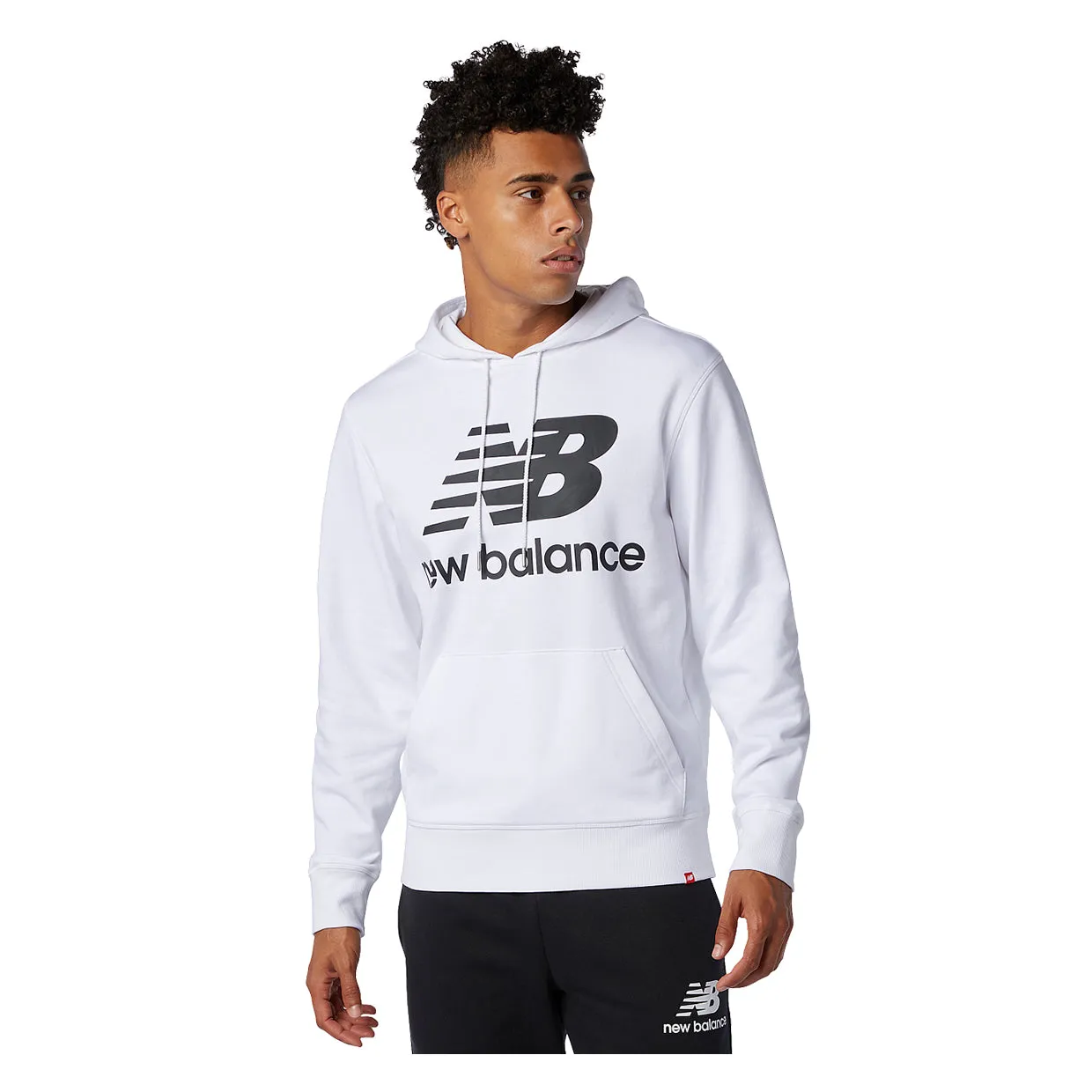 Felpa New Balance Essentials Stacked Logo PO Bianco