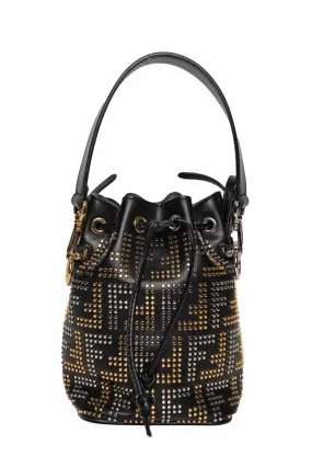 Fendi Zucca Studded Mon Tresor Crossbody Bucket Bag