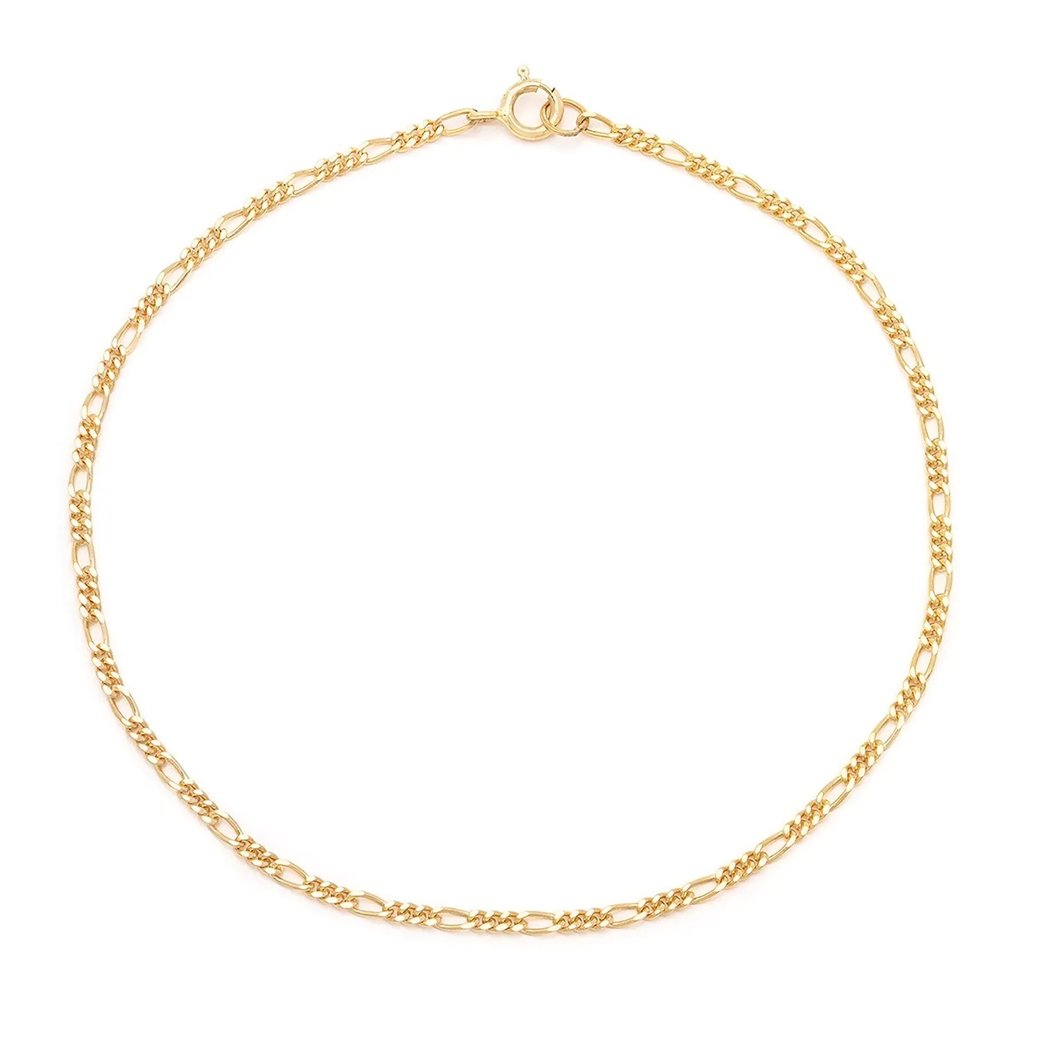 Figaro Spark Anklet | 14k Gold