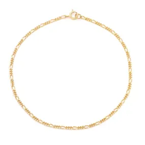 Figaro Spark Anklet | 14k Gold