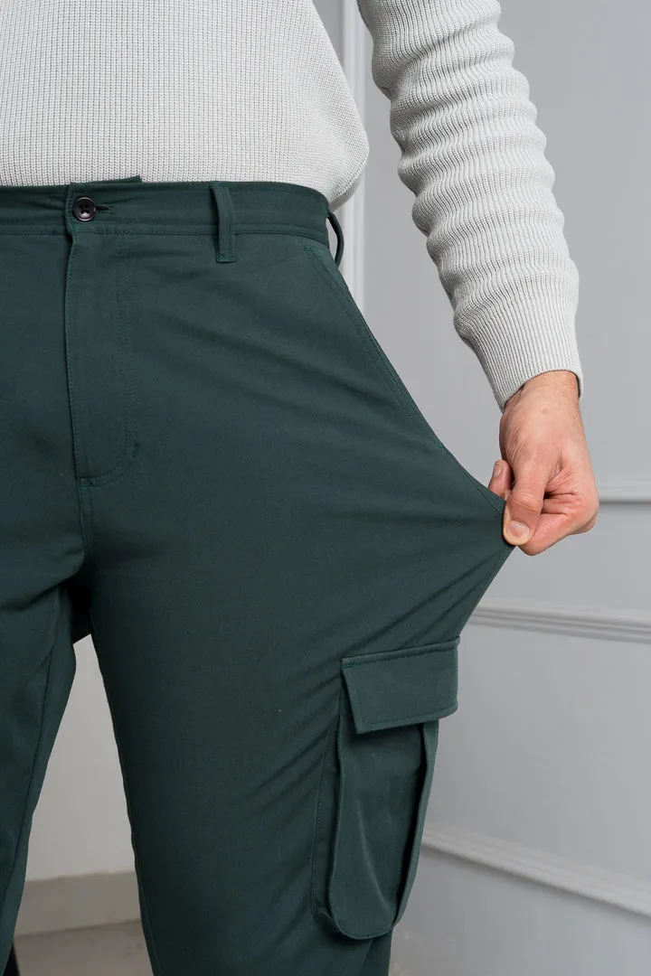 Forest Green Stretch Cargo Pants