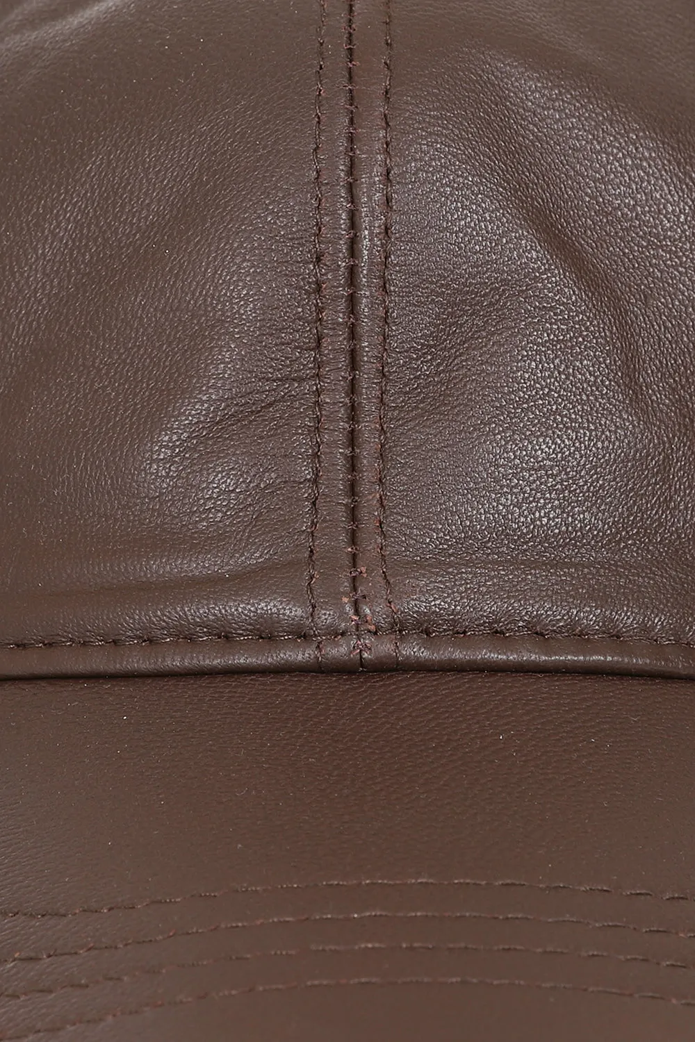 Genuine Light Brown Leather Baseball Cap - Curve Peak