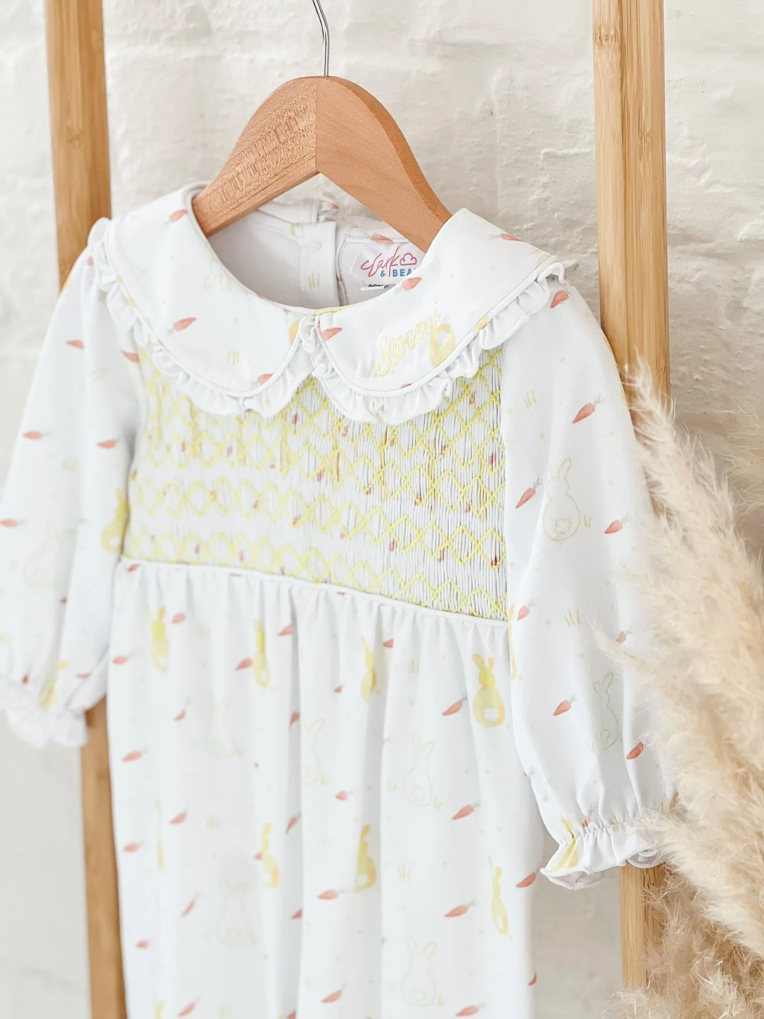 Girls Lemon Bunny Print Baby Grow