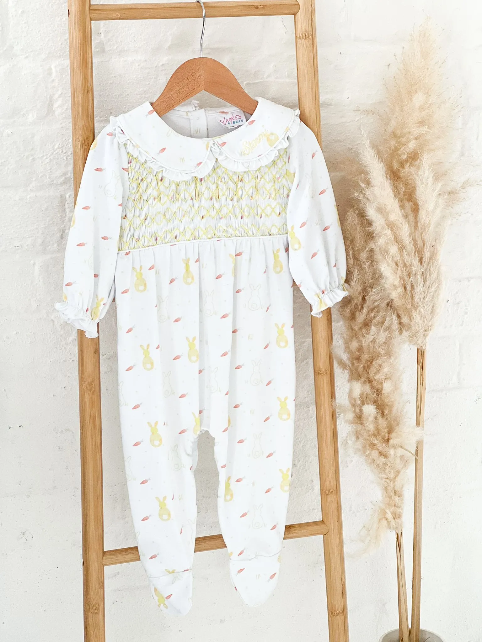 Girls Lemon Bunny Print Baby Grow