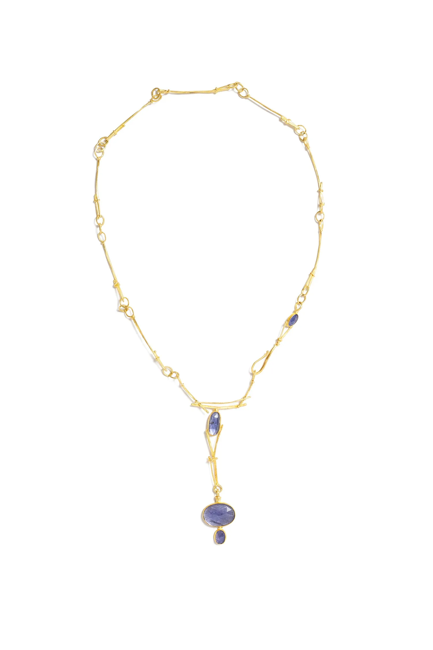 Gold Necklace with Iolite