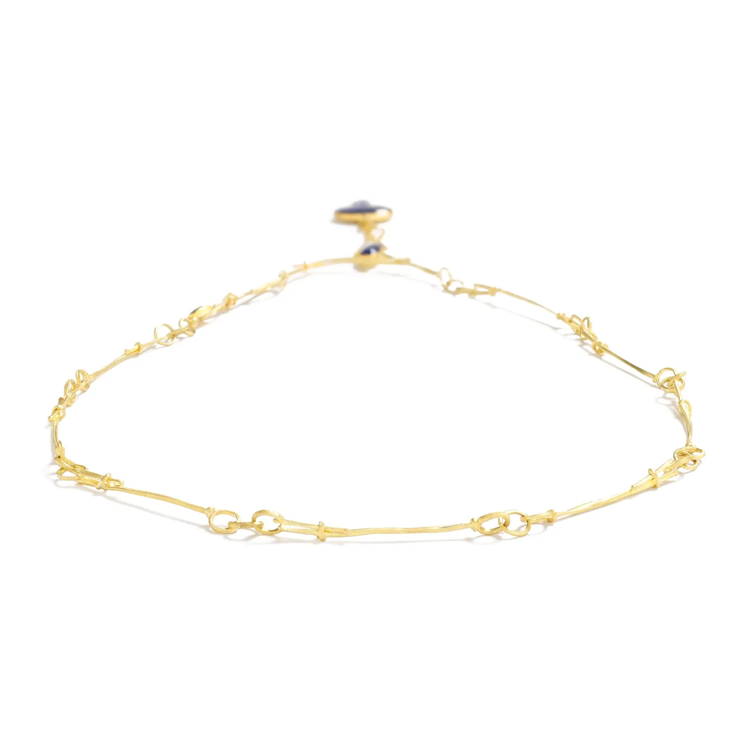 Gold Necklace with Iolite