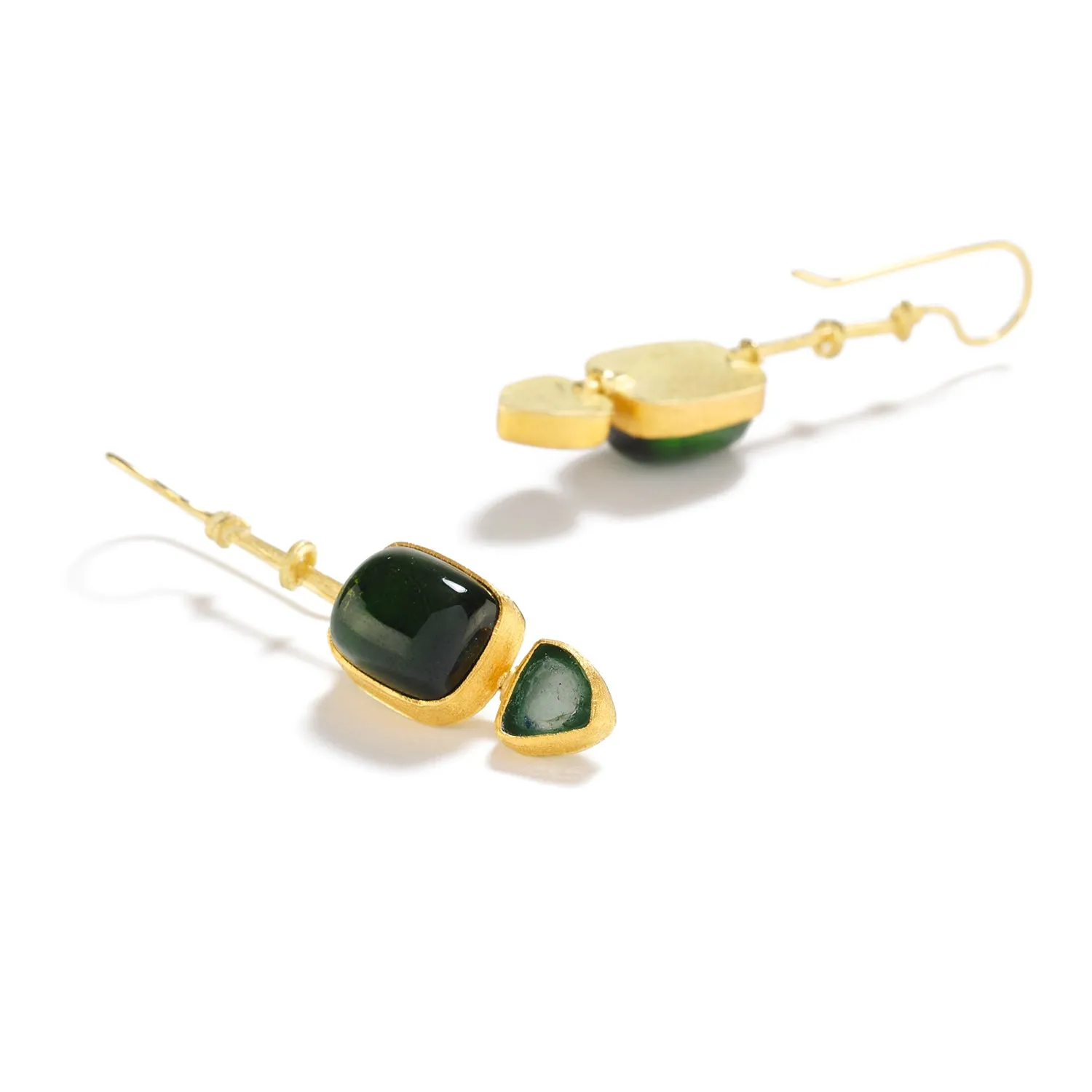 Green & Watermelon Tourmaline Earring on Wire