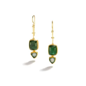 Green & Watermelon Tourmaline Earring on Wire