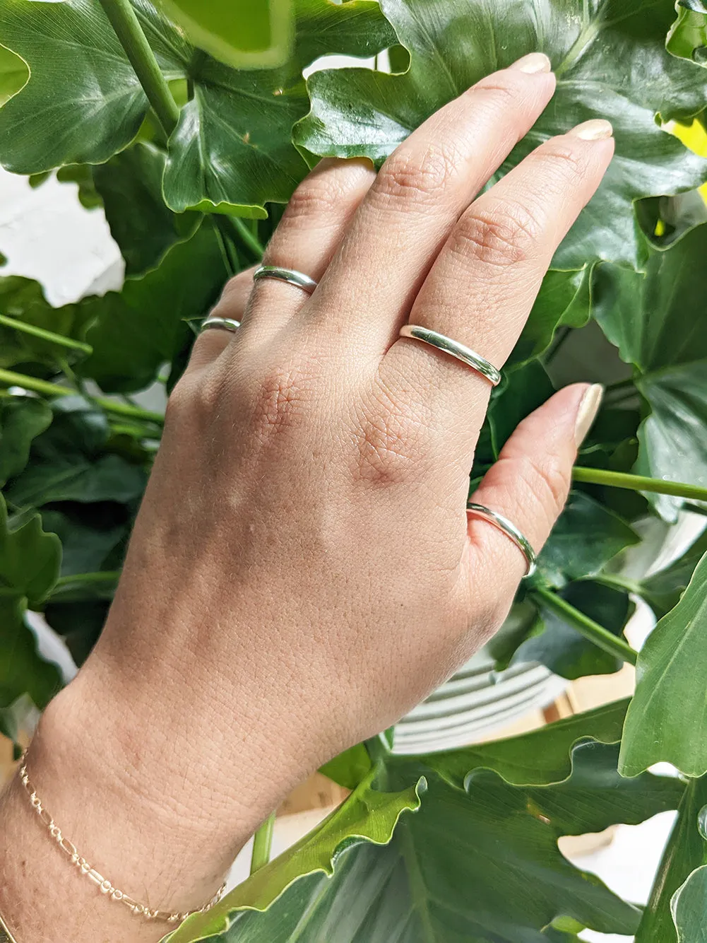 Half Round Sterling Silver Ring