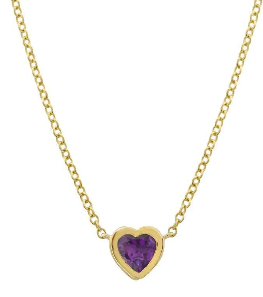 HEART GEMSTONES BEZEL NECKLACE