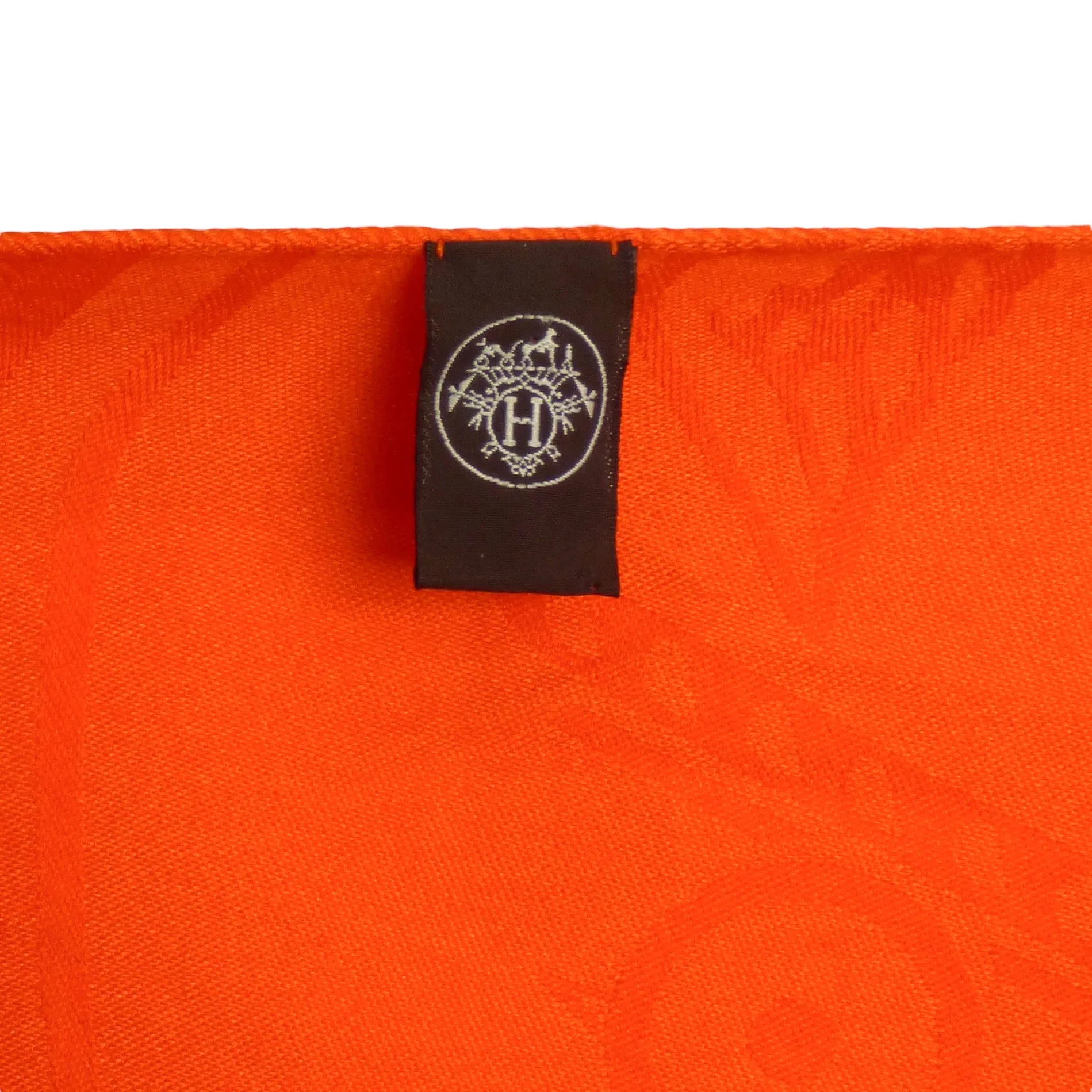 HERMES- Orange SIlk & Cashmere Jacquard Confettis d'Ex-Libris Stole