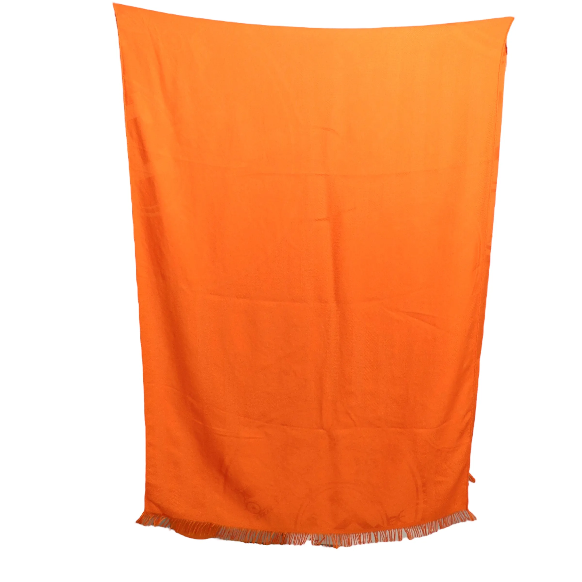 HERMES- Orange SIlk & Cashmere Jacquard Confettis d'Ex-Libris Stole