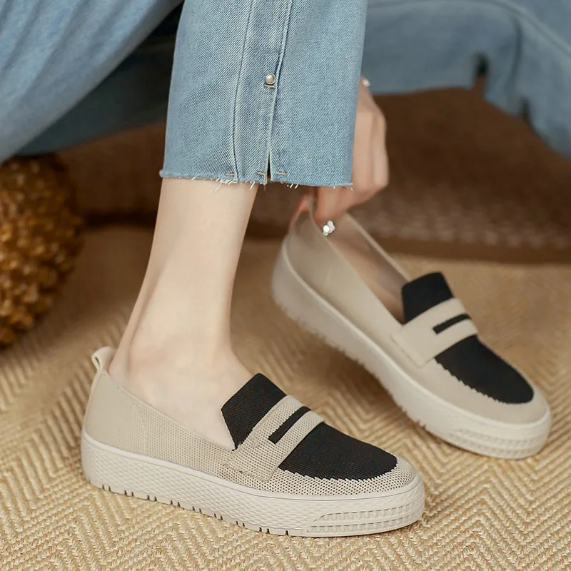 INSTOCK-Japanese flat round toe one-leg loafer shoes for women.