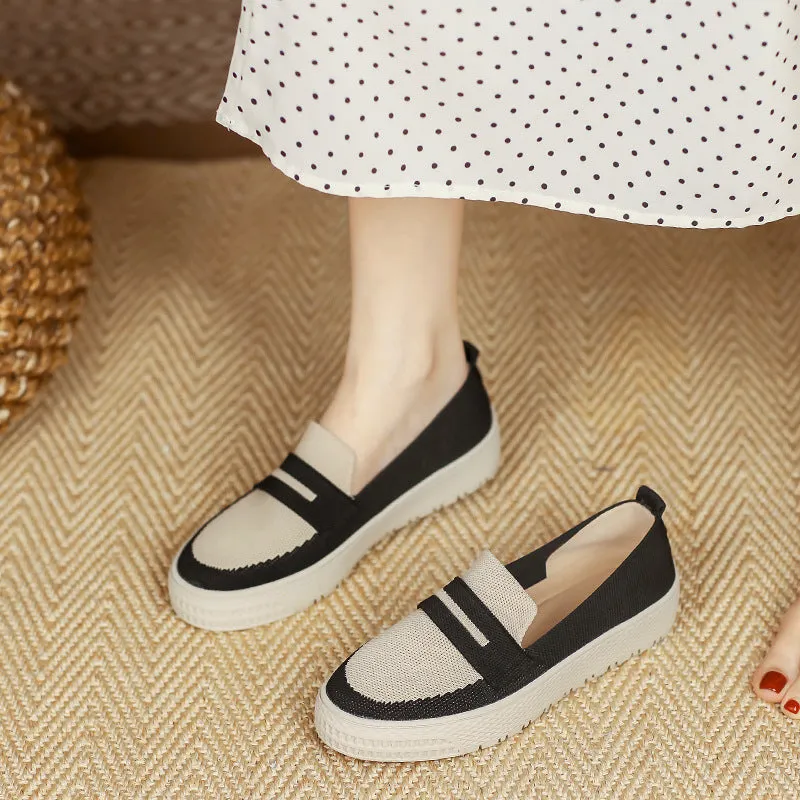 INSTOCK-Japanese flat round toe one-leg loafer shoes for women.