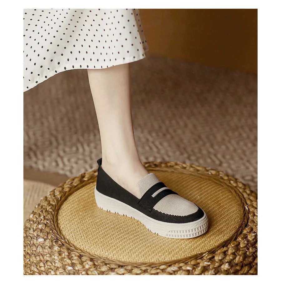 INSTOCK-Japanese flat round toe one-leg loafer shoes for women.