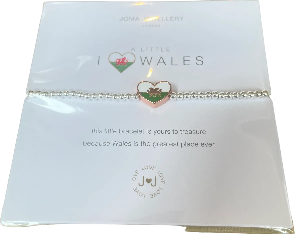 Joma Jewellery Silver A Little 'i Love Wales' Welsh Bracelet One Size